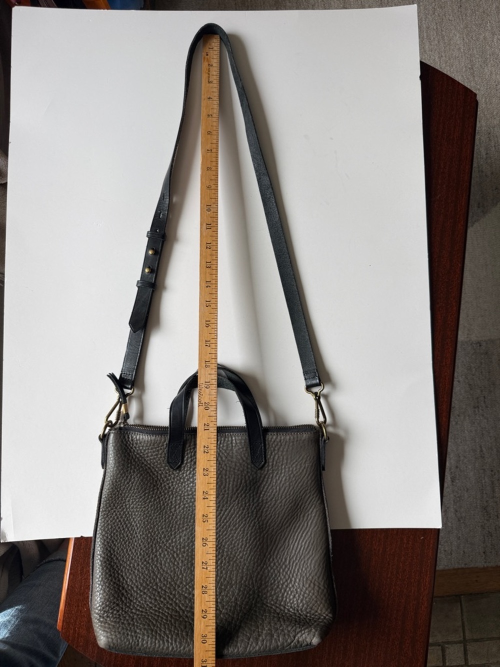 Madewell Pebbled Leather Transport Mini Convertible Shoulder Bag - Gray/Black - Picture 14 of 16